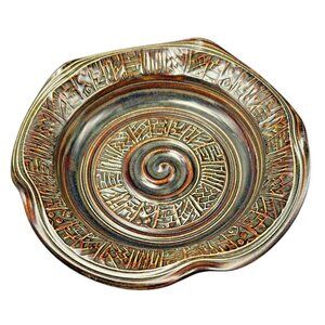 Brie Bowl Shallow Dish by Robert Fishman Studio Art Pottery Ruffle Edge Signed